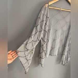 Awake‎ Couture Sheer Sequin Open Cardigan Jacket Coverup MermaidCore Medium
